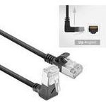 ACT Black 1.5 meters U/FTP CAT6A LSZH Slimline patch cable with RJ45 connectors 90? angled up to straight (DA4951)