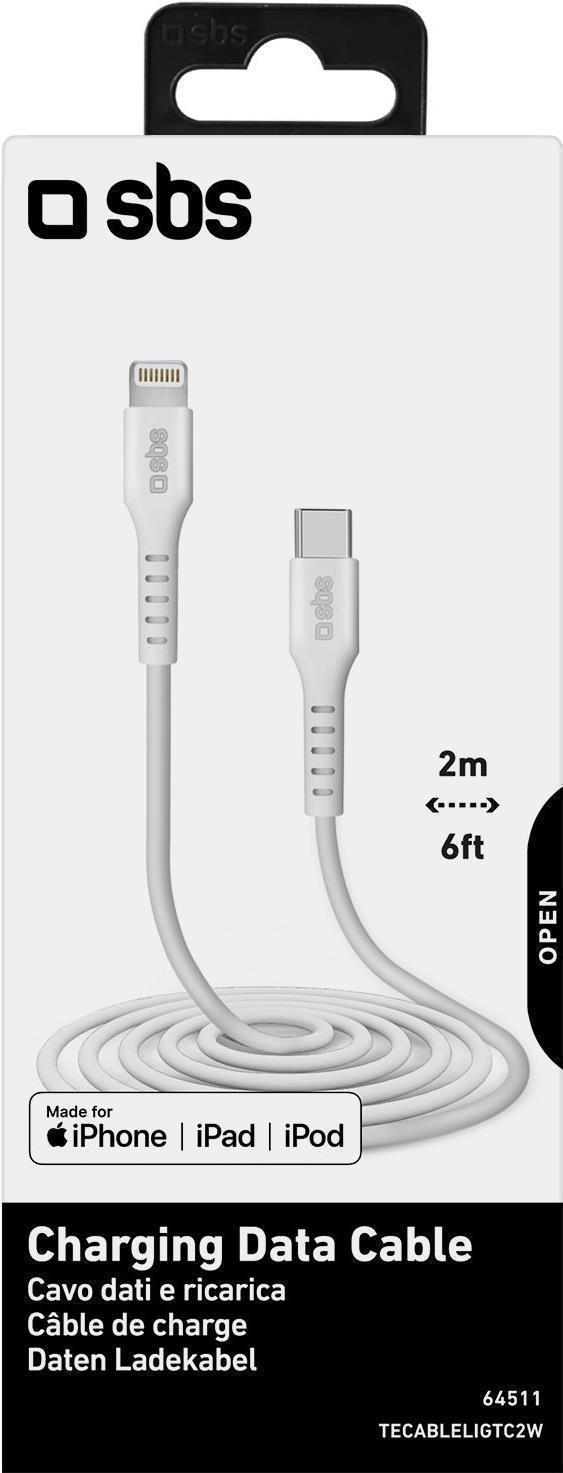 SBS Lightning Datenkabel mit USB Typ C-Anschluss 2 m weiß - Digital/Daten ( TECABLELIGTC2W )