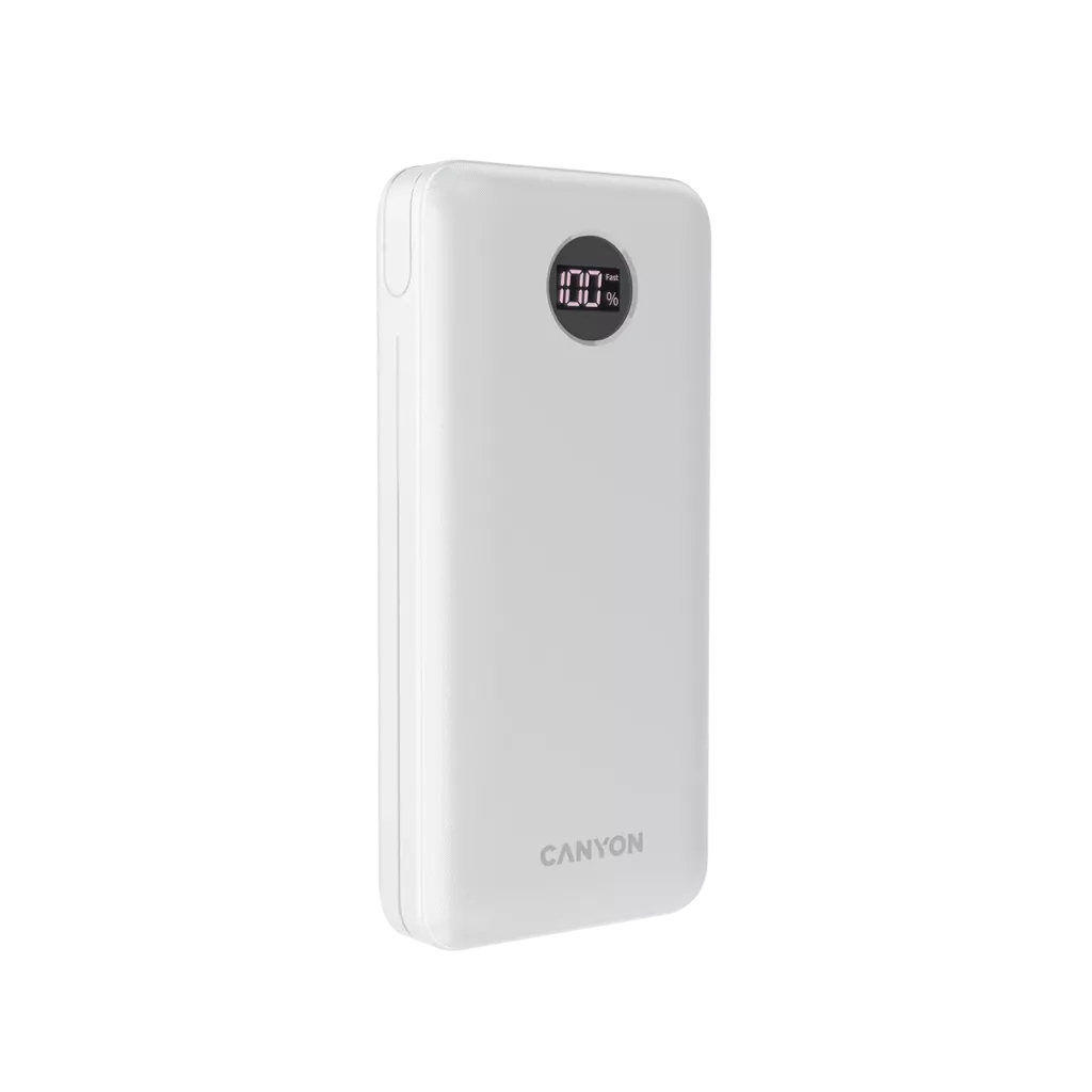 Canyon PB-2002 Powerbank 20000 mAh 22.5 W PD QC 3.0 LED-Display Weiß