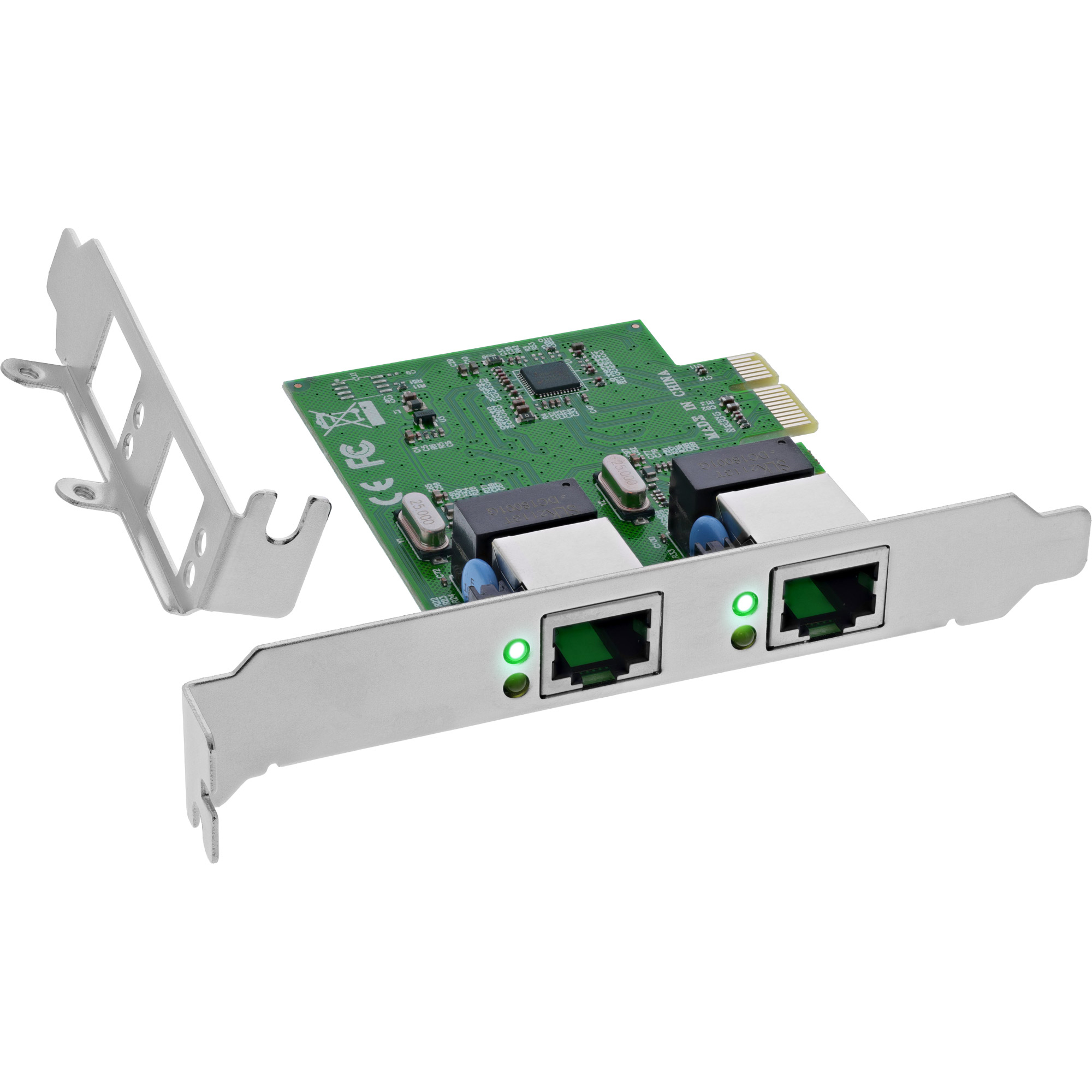 InLine 51128K Dual Gigabit Netzwerkkarte 2x RJ45 1000 Mbps PCIe x1