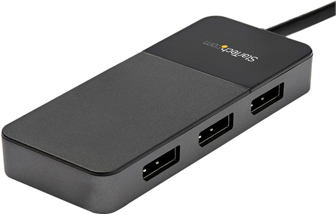 StarTech.com 3-Port DisplayPort 1.4 MST Hub, DP auf 3x DisplayPort, Dreifach 4K, HDR, EDID, Windows - Schwarz/Grau