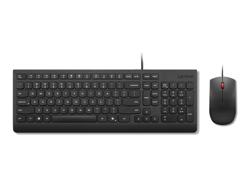 Lenovo Essential Wired Combo Tastatur-Maus-Set USB QWERTY US mit Euro-Symbol Schwarz