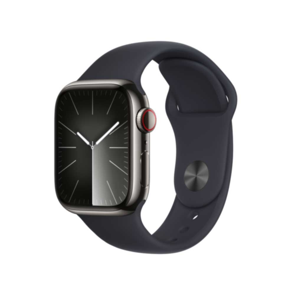APPLE Watch Series 9 GPS + Cellular 41mm Graphite Stainless Steel Case with Midnight Sport Band - M/L (MRJ93QF/A)