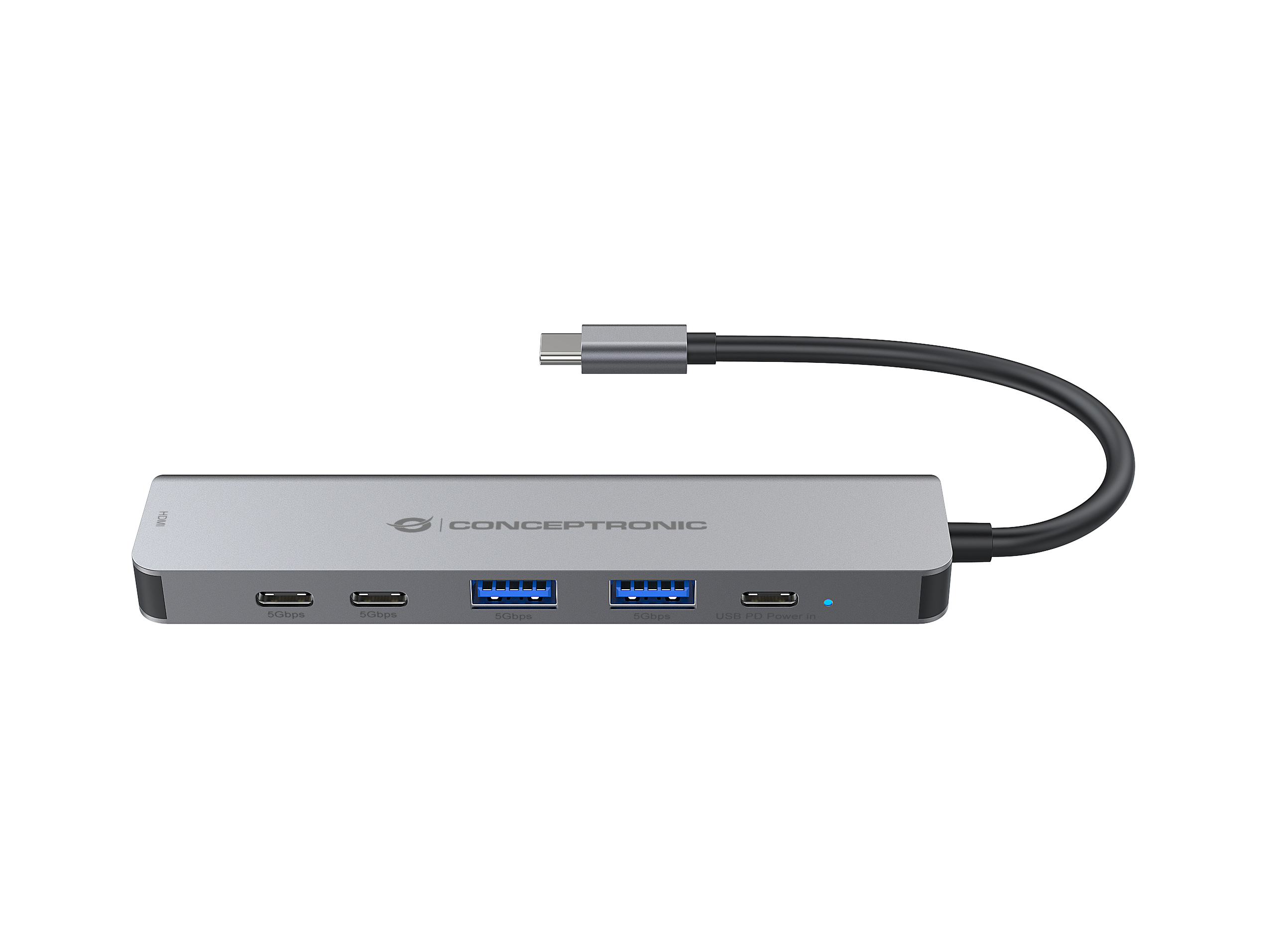 Conceptronic DONN33G 6-in-1 Dockingstation HDMI 2x USB-A 2x USB-C Silber