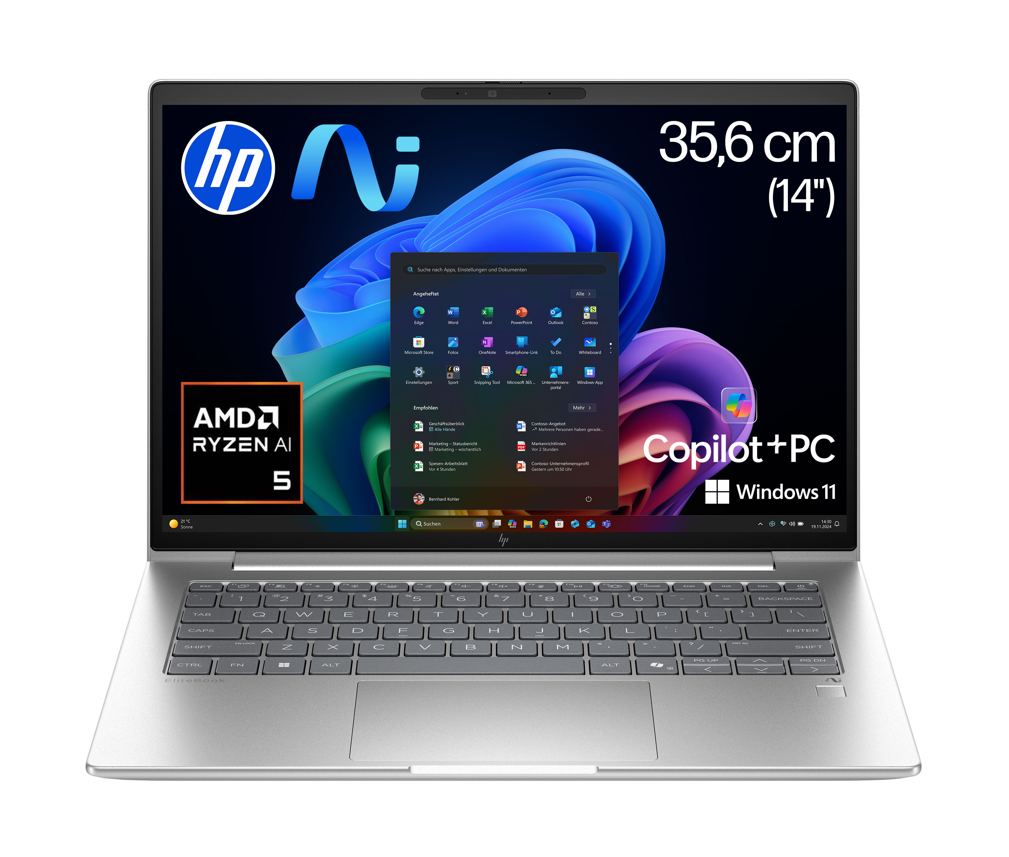 HP EliteBook 6 G1a 14 inch KI Laptop 512 GB SSD Windows 11 Pro Copilot+ PC (AD3J7ET#ABD)