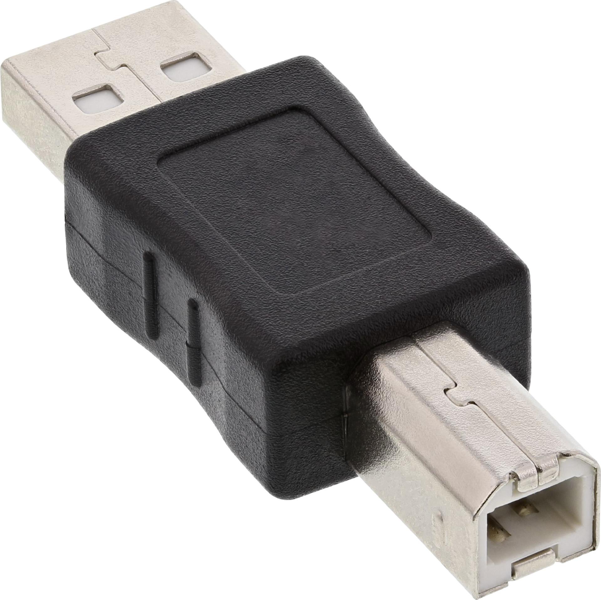 InLine USB 2.0 Adapter, USB Typ A auf USB Typ B, Schwarz