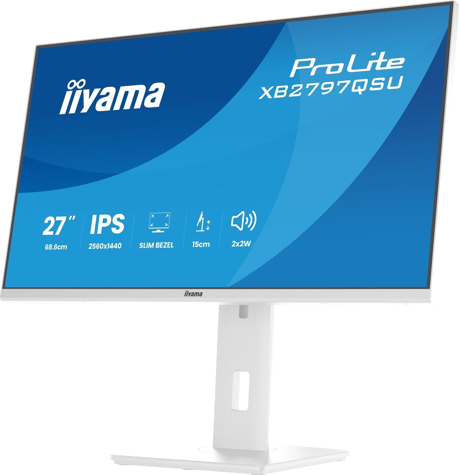 iiyama ProLite XB2797QSU-W1 27" QHD IPS-Monitor 2560 x 1440 75 Hz Weiß