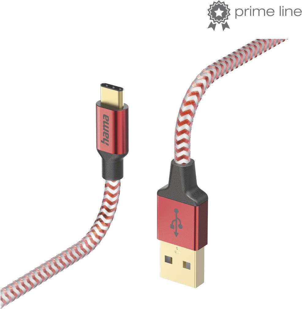 Hama Reflective USB Kabel 1,5 m USB 2.0 USB A USB C Rot (00201559)