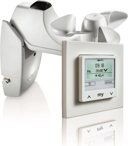 Somfy Soliris Smoove Uno Hausautomations-Kit mit Wind-/Sonnensensor und Rahmen Pure White