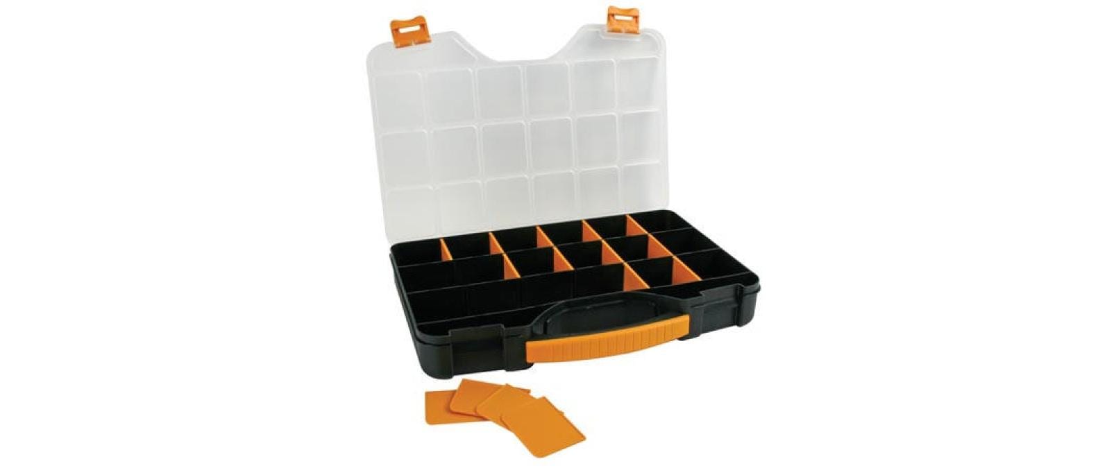 Perel OMR13 Sortimentskasten 20 Fächer 326 x 257 x 48 mm Schwarz, Weiß, Gelb