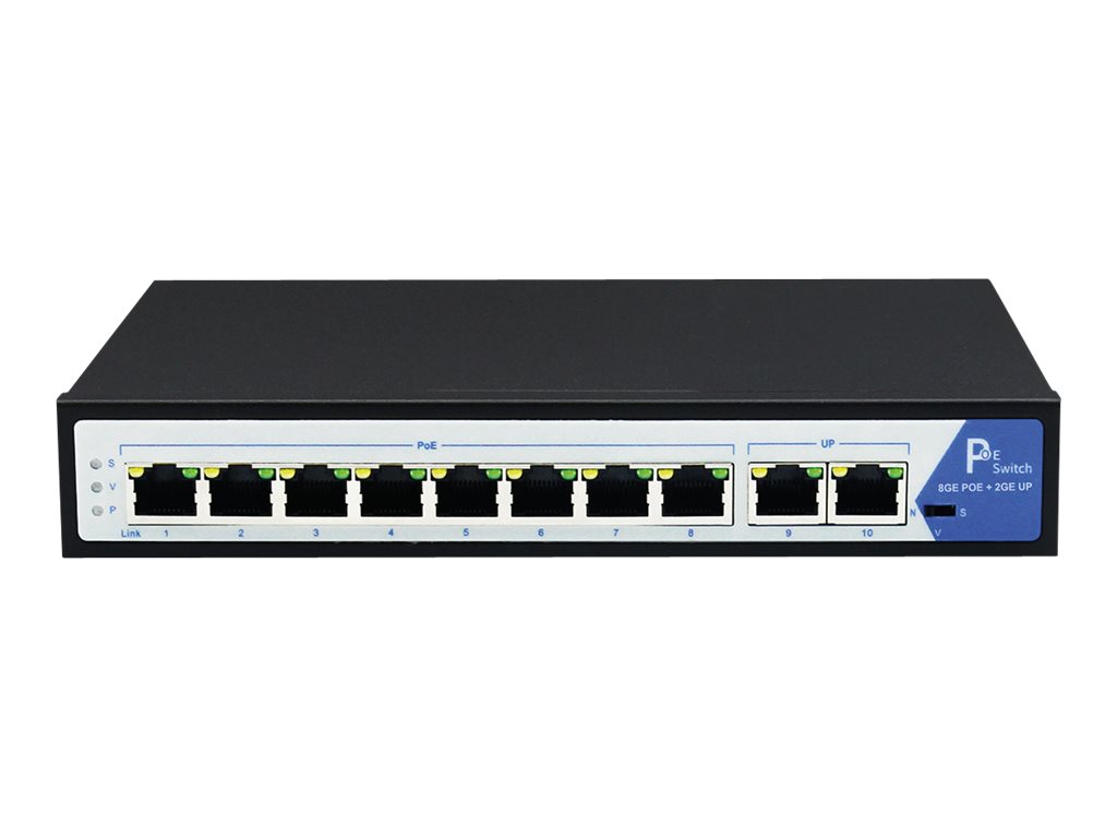 VALUE 21.99.1195 Gigabit Ethernet Switch 8x PoE + 2x Uplink RJ-45 Schwarz