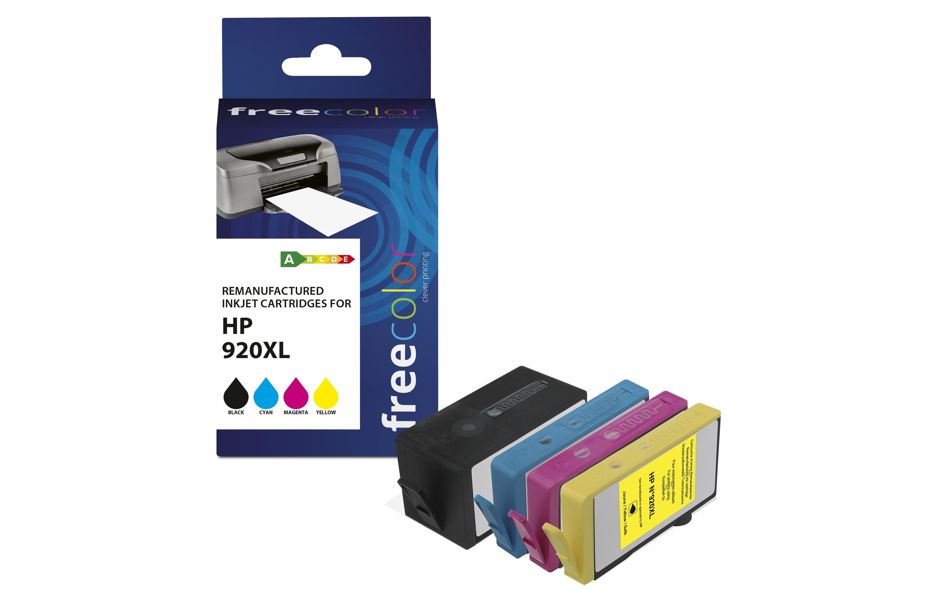 Freecolor K10319F7 Tintenpatrone HP 920XL High Yield Schwarz Cyan Magenta Gelb