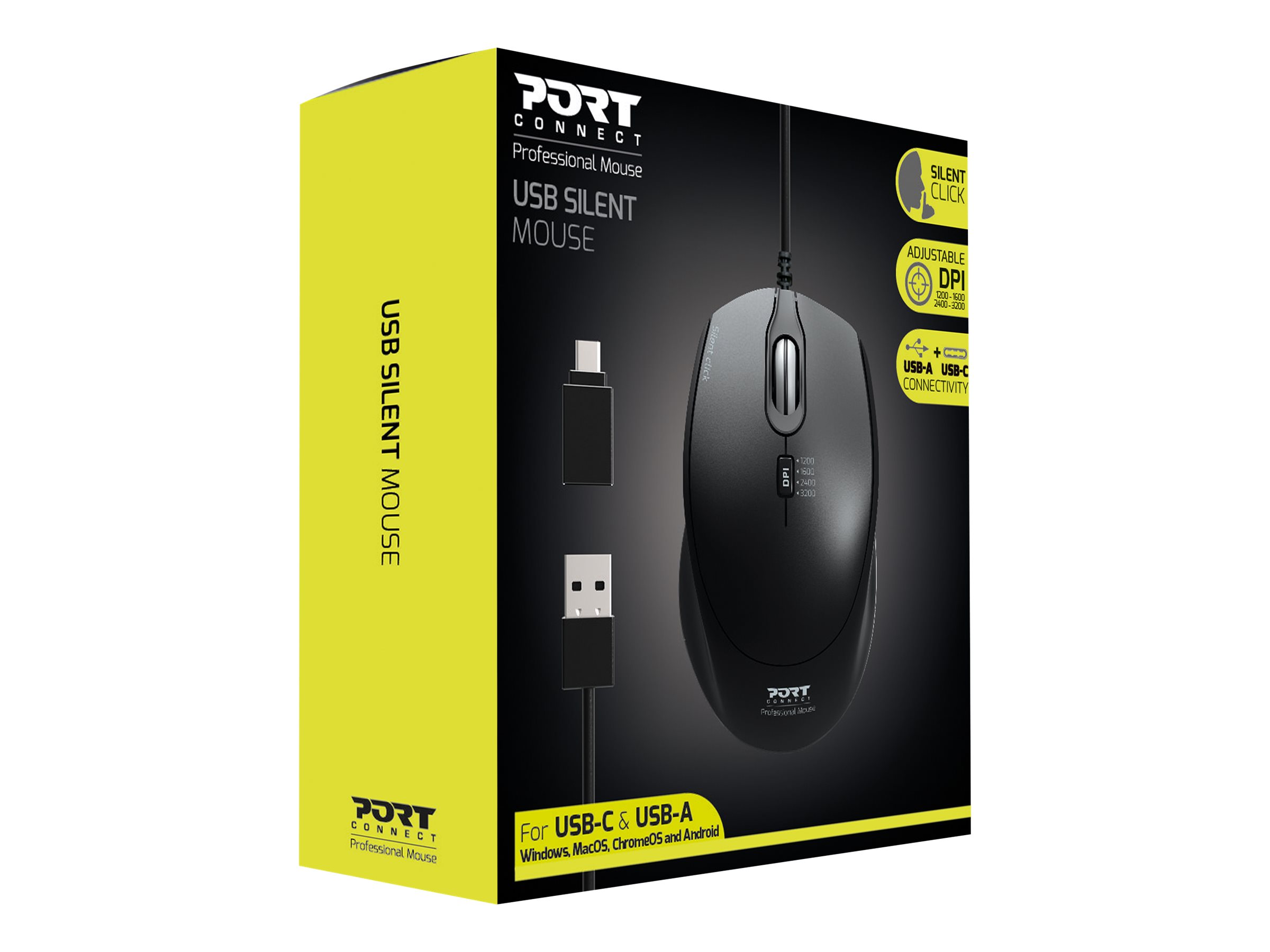 PORT Designs PORT Connect Professional SILENT Kabelgebundene Maus Schwarz