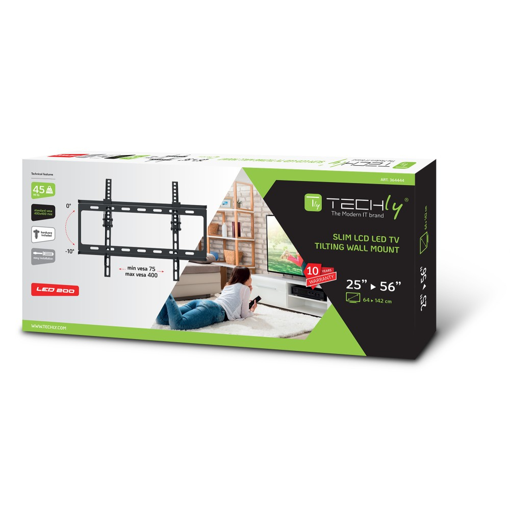 Techly ICA-PLB-261M Wandhalterung 25-56" Neigbar Schwarz