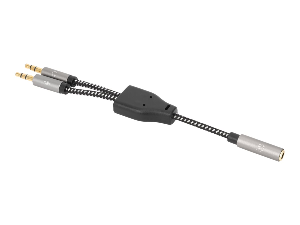 Manhattan Headset-Adapterkabel 3,5 mm Y-Splitter 15 cm Schwarz, Silber