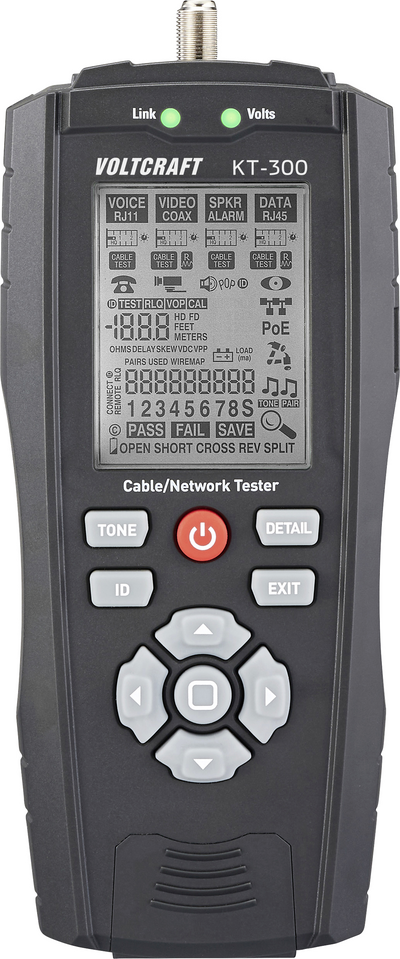 Voltcraft Kabeltester KT-300 VC-17497100 für Telekommunikation und Netzwerk