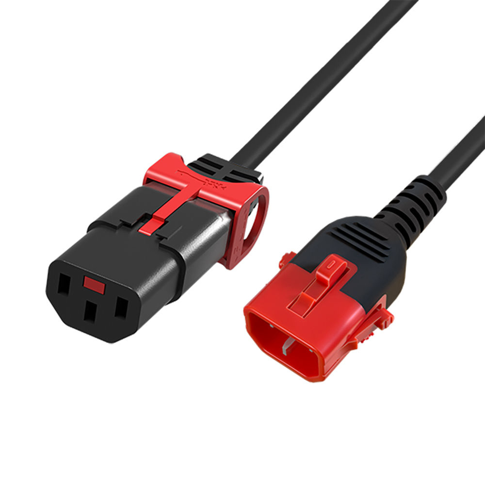 IEC LOCK Kaltgeräte-Verlängerungskabel C13/C14 3 m Schwarz