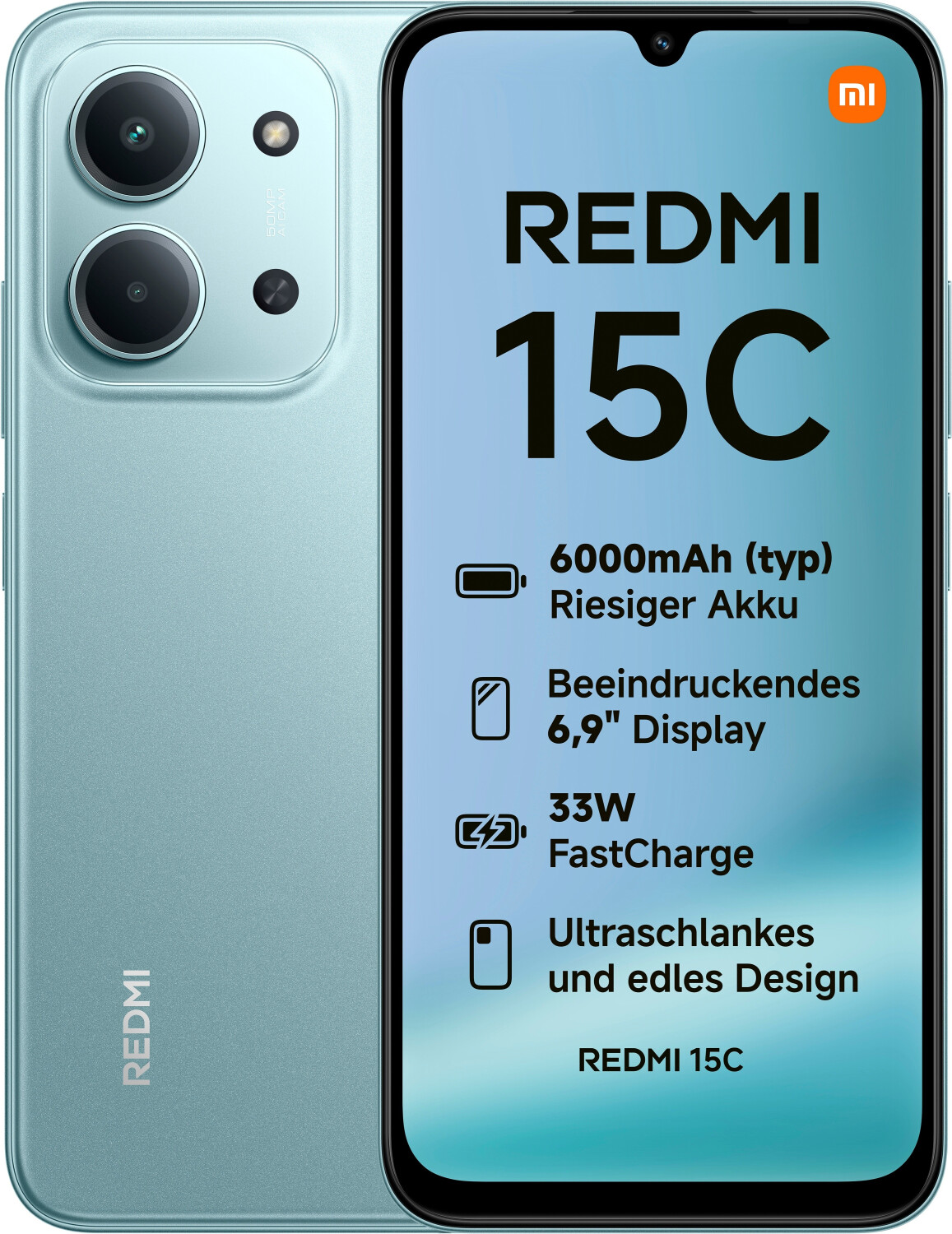 Xiaomi Redmi 15C 5G Dual Sim 4GB RAM 128GB - Mint Green [Energieklasse A] (MZB0LITEU)