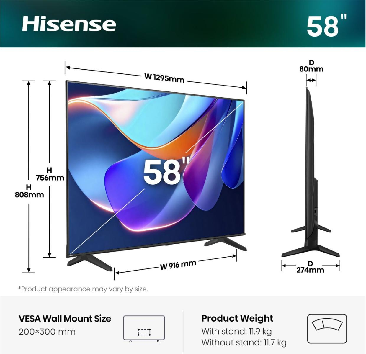 Hisense 58A6S 58" 4K Ultra HD Smart-TV Schwarz