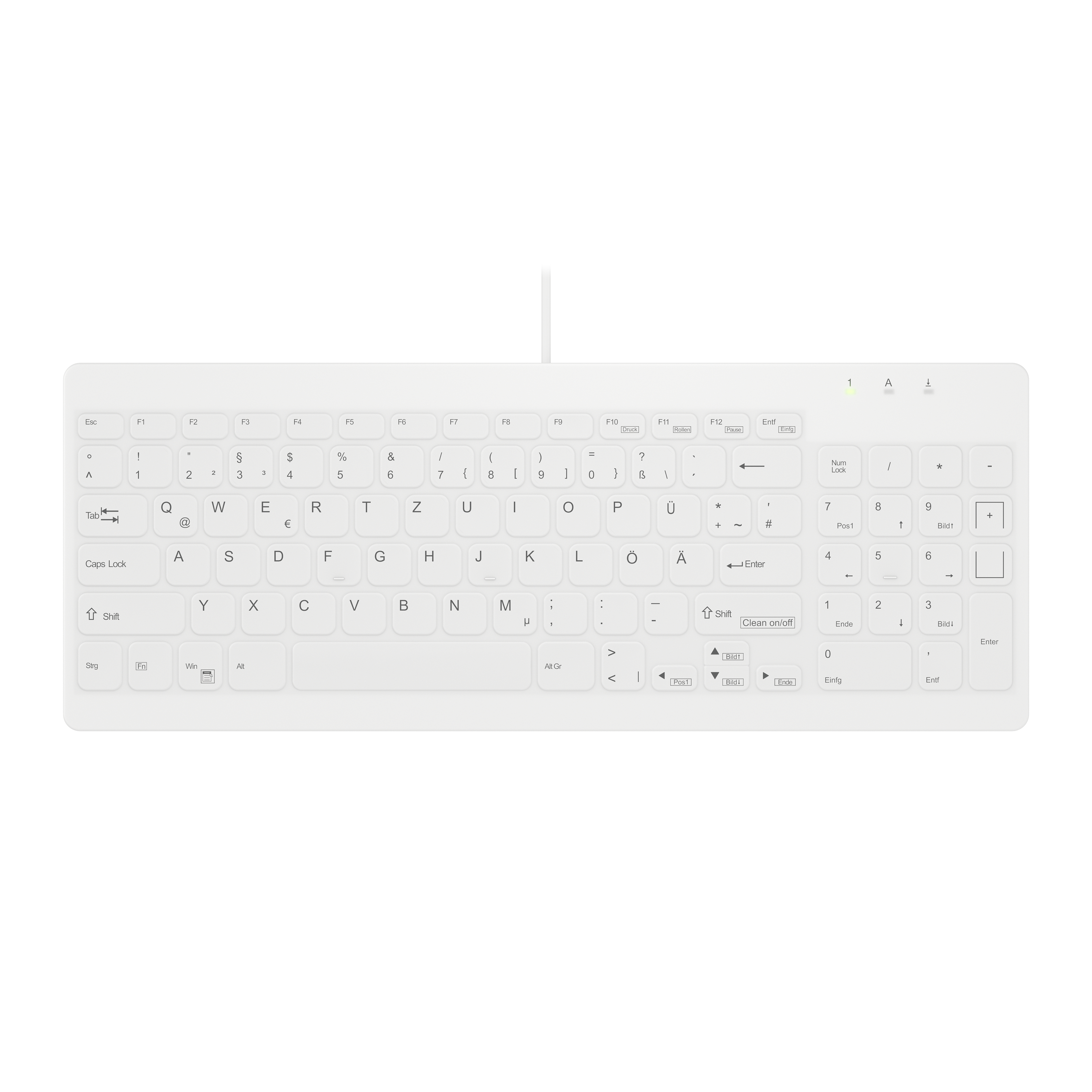 Active Key Contour QuickClean AK-C7012F-U1 Medizintastatur Kabelgebunden USB Deutsch Weiß