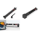 LogiLink Tisch-Steckdosenleiste, 4-fach, 2x USB,mit Schalter schwarz/silber Anschlüsse: USB-A (QC 3.0), 1x USB-C (PD 3.0) - 1 Stück (LPS278U)