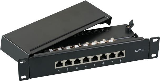 EFB-Elektronik Mini-Patchpanel STP 8xRJ45 Cat.6A, 10- 1HE, RAL9005 schwarz Hersteller: EFB Elektronik (37737SW.8)