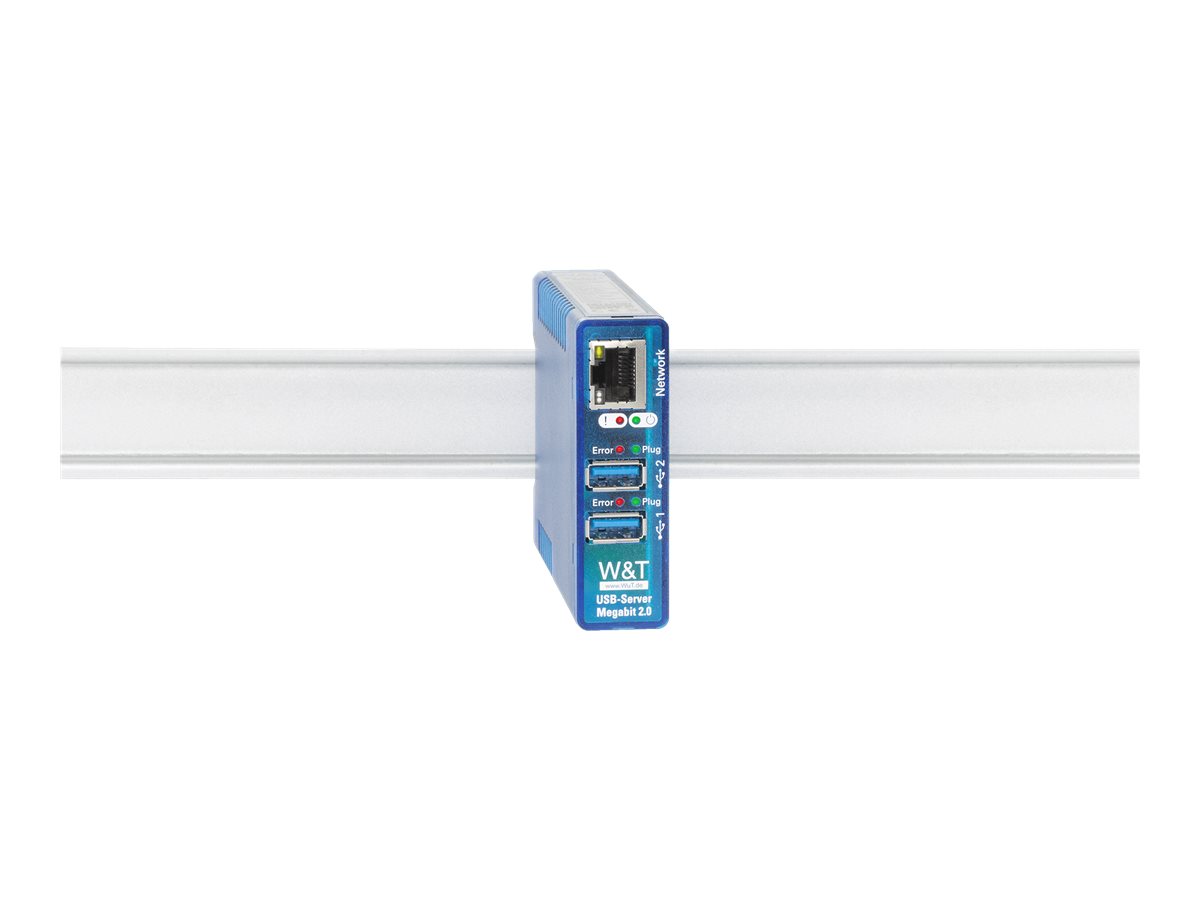 W&T Geräteserver 53665, 2 unabhängige USB 2.0 Ports, 100Base-TX PoE RJ-45, Blau