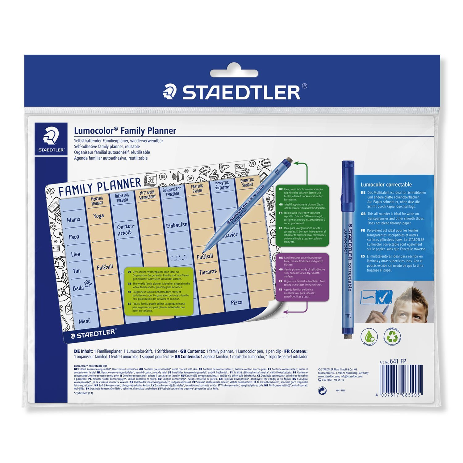 STAEDTLER Lumocolor Familienplaner-Set 641 FP A4 korrigierbar Kunststoff