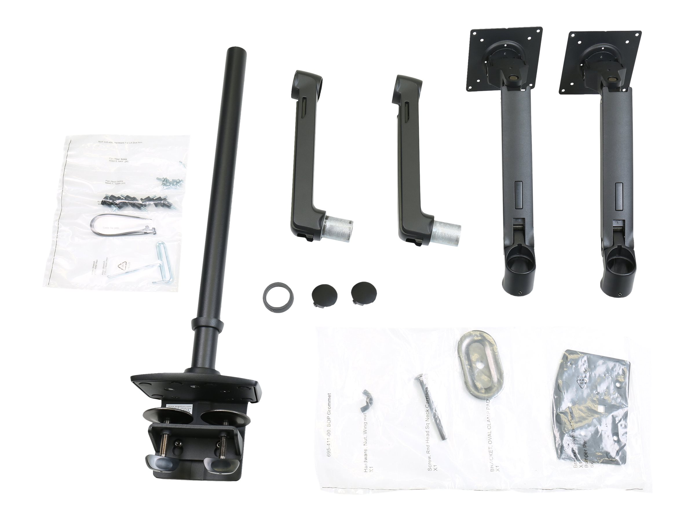 Ergotron LX Dual Monitor Arm Tischhalterung für 2 Monitore bis 40" VESA 75x75/100x100 mm Mattschwarz