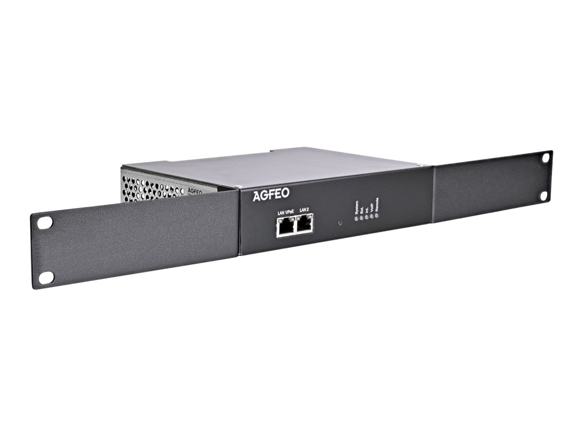AGFEO ES PURE-IP X IT IP-PBX 19" 1U bis 30 VoIP-Kanäle 2x Gigabit PoE Schwarz