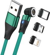 RealPower Magnetic cable 3 Amp,2m,grün mit Adaptern (439645)