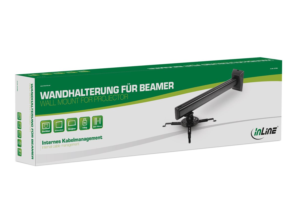 InLine 23139A Wandhalterung für Beamer Metall max. 16 kg Schwarz