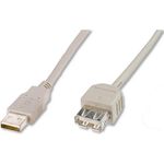 Assmann USB 2.0 extension cable. type A M/F. 1.8m. USB 2.0 conform. UL. be (AK-300202-018-E)