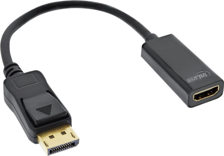INLINE DisplayPort zu HDMI Adapterkabel mit Audio, DisplayPort Stecker auf HDMI Buchse, 4K/30Hz, sc