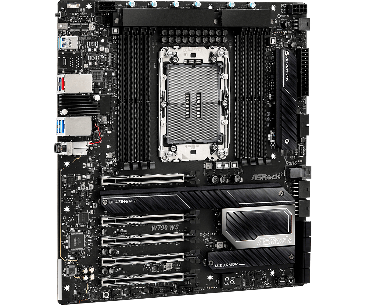 ASRock W790 WS R2.0 Workstation-Mainboard Intel W790 LGA4677 E-ATX DDR5 2 TB RAM 10 GbE LAN Schwarz