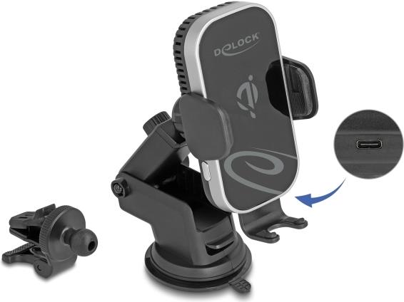 Delock Wireless Car Charger Smartphone Halterung mit Ladefunktion und Kühlung 15 W (66939)