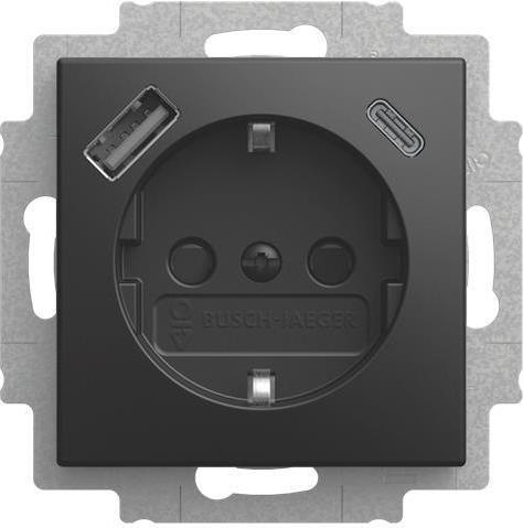 BUSCH JAEGER BJ 20 EUCB2USBAC-915 SCHUKO USB-Steckdosen-Einsatz Safety+ mit USB A/C (2CKA002011A6342)