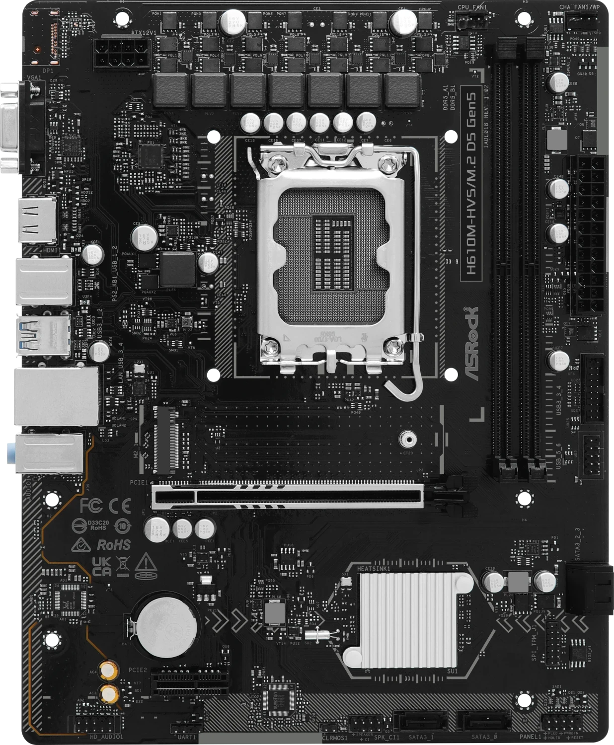 ASRock H610M-HVS/M.2 D5 GEN5 Mainboard - Sockel LGA1700, DDR5, PCIe 5.0, mATX