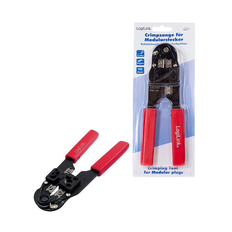 LogiLink Universal 8P8C Crimpzange WZ0004 Schwarz, Rot