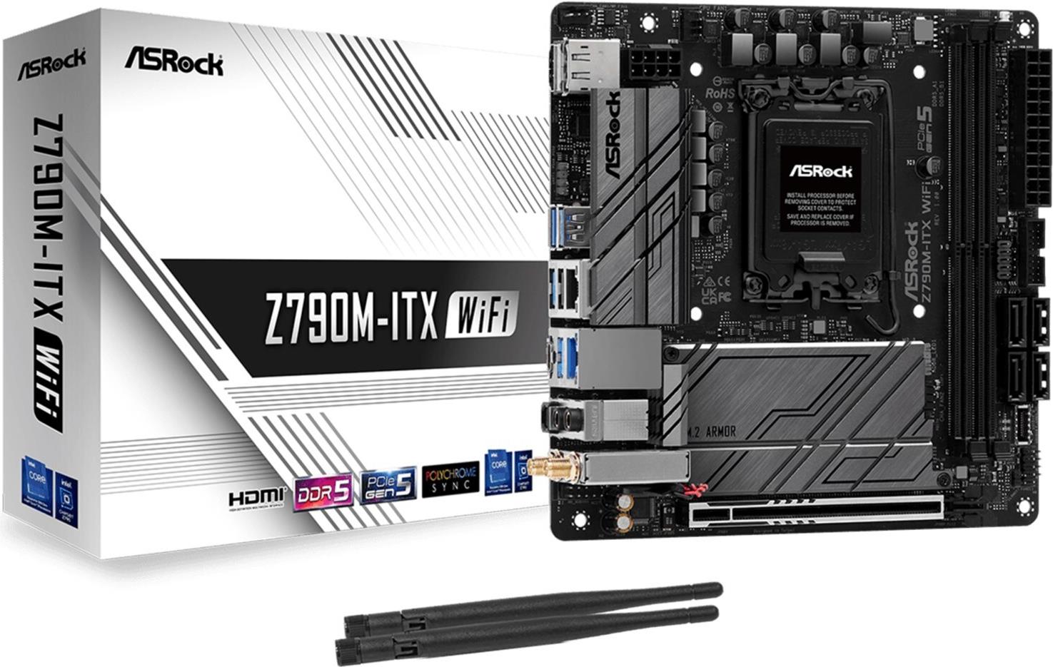 ASRock Z790M-ITX WiFi Mainboard Mini-ITX LGA1700 Intel Z790 DDR4 Wi-Fi 6E Schwarz/Grau