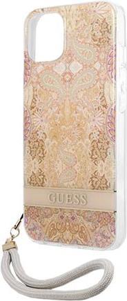 GUESS Hard Cover Flower Strap Gold, für iPhone 13 Mini, GUHCP13SHFLSD (GUHCP13SHFLSD)