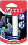 Maped Radierer DEEPSEA PARADISE + Ersatzradierer, Blister im Lippenstiftformat, Radierer über Drehsystem heraus - 1 Stück (152011)