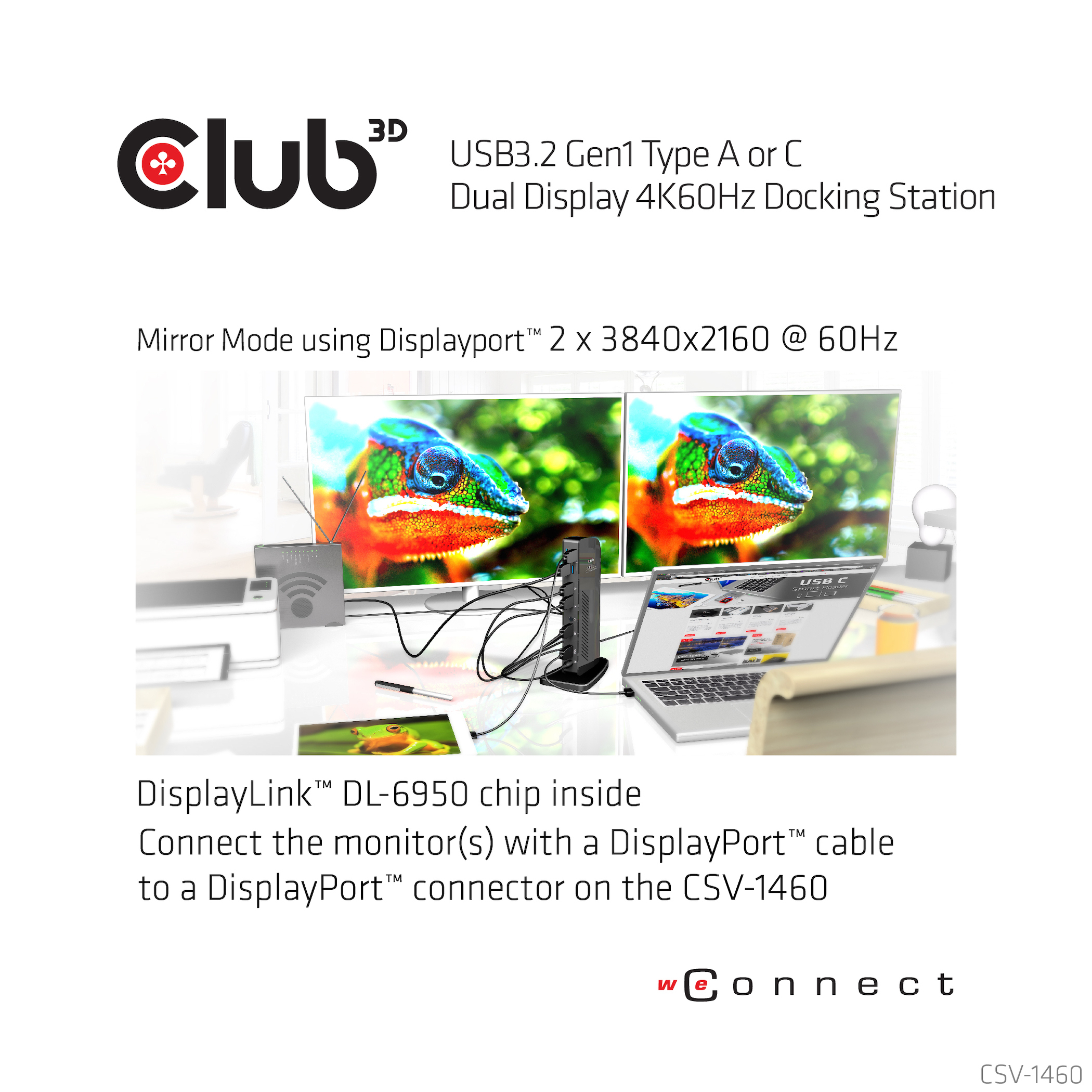 Club 3D SenseVision CSV-1460 USB 3.0 Dual Display 4K60Hz Dockingstation Schwarz