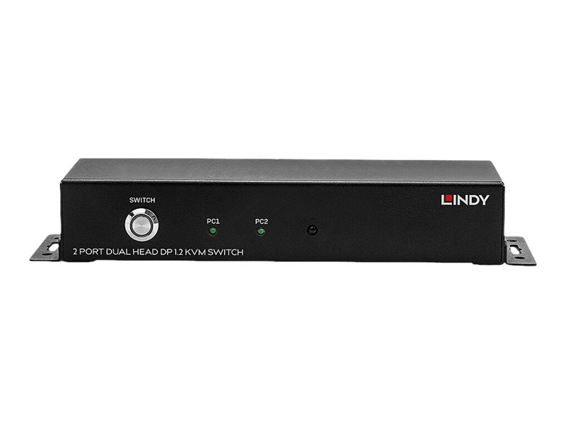 Lindy 39306 KVM-Switch Dual Head DisplayPort 1.2 2 Port 4K Schwarz
