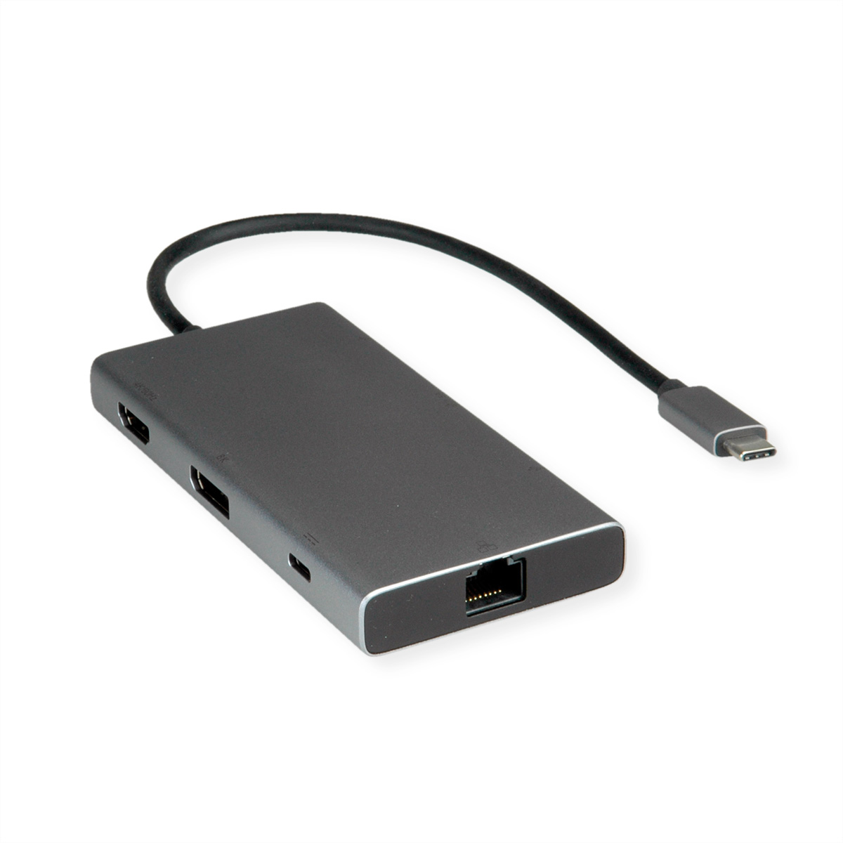 VALUE 12.99.1139 Dockingstation USB-C HDMI DisplayPort RJ-45 Schwarz, Grau