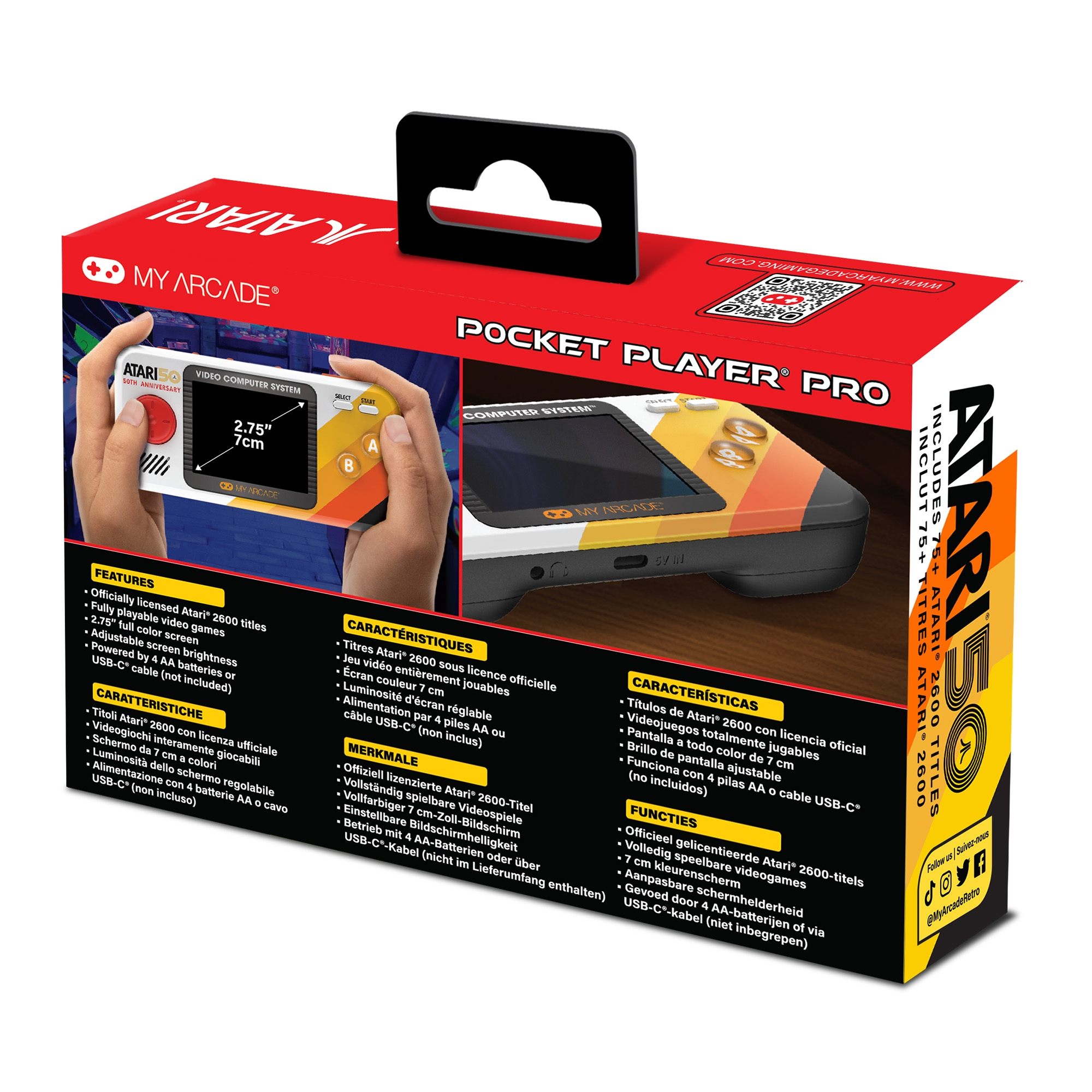 My Arcade Pocket Player Pro Atari Tragbare Spielkonsole 2,75" 100 in 1 Mehrfarbig