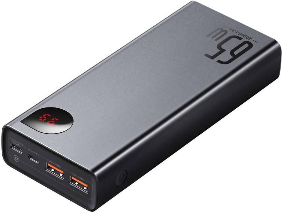 Externer LiPo-Akku (Powerbank) mit PD3.0 QC3.0 2xUSB + USB C 65W 20000mAh ADAMAN schwarz BASEUS (PPIMDA-D01)