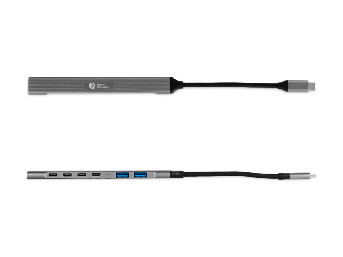 Bakker Elkhuizen BNECHUB3A4C 7-in-1 USB-C Hub Schwarz, Dunkelgrau