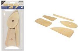 kangaro Ton-Spachtel-Set, aus Holz, 5-teilig zum Formen, Abkratzen und Glätten von Ton oder Porzellan, - 1 Stück (K-840101)