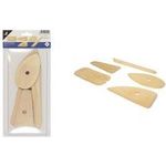 kangaro Ton-Spachtel-Set, aus Holz, 5-teilig zum Formen, Abkratzen und Glätten von Ton oder Porzellan, - 1 Stück (K-840101)